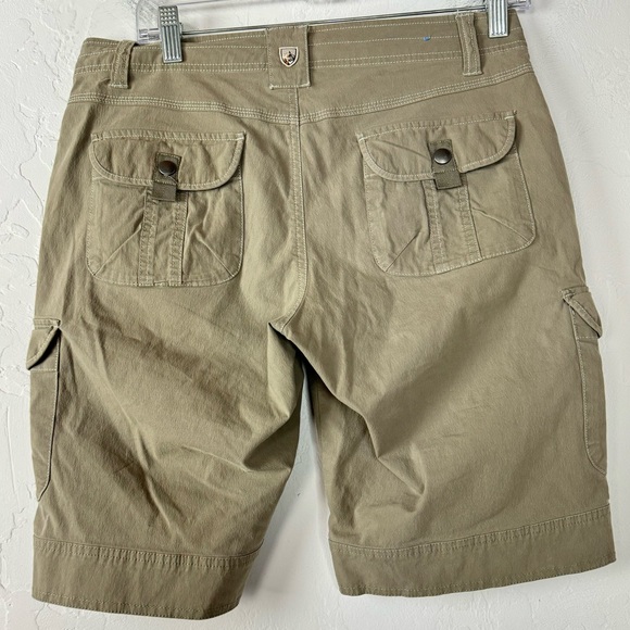 Kuhl Shorts Khaki Chino Tan Beige Solid Bermuda Side Cargo Pocket Hiking Outdoor - Picture 2 of 8